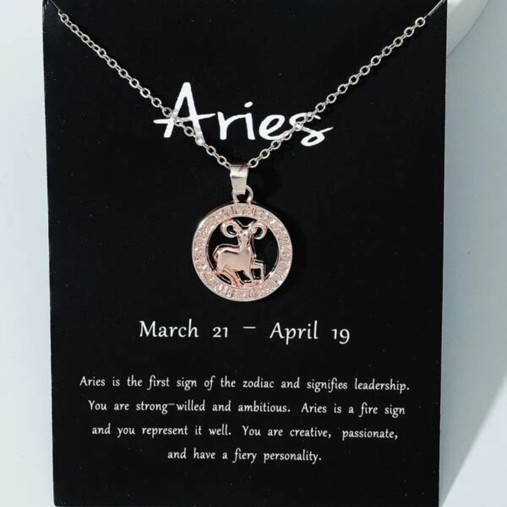 Aries Zodiac Rose Gold Necklace